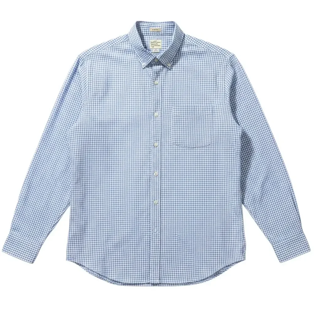 J. Crew Mens L Blue Gingham Check 100% Cotton Button Down Shirt Long Sleeve